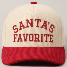 Load image into Gallery viewer, Santa's Favorite Glitter Text 5 Panel Corduroy Cap - Simply Susan’s
