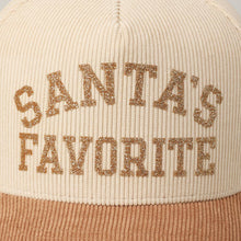 Load image into Gallery viewer, Santa's Favorite Glitter Text 5 Panel Corduroy Cap - Simply Susan’s