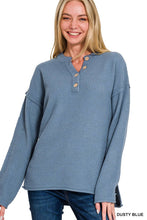 Load image into Gallery viewer, 4 Buttons Henley Neckline Basic Sweater