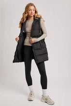 Load image into Gallery viewer, KEHLANI HOODED ZIPPER DOWN LONGLINE PUFFER VEST
