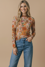 Load image into Gallery viewer, Plus Floral Mesh Frilled Merrow Hem Top