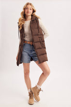 Load image into Gallery viewer, KEHLANI HOODED ZIPPER DOWN LONGLINE PUFFER VEST