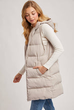 Load image into Gallery viewer, KEHLANI HOODED ZIPPER DOWN LONGLINE PUFFER VEST