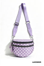 Load image into Gallery viewer, Polka Dot Double Zip Crescent Sling Bum Bag