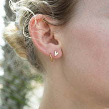 Load image into Gallery viewer, 18K Gold PVD Stainless Steel White Heart Stud Earrings