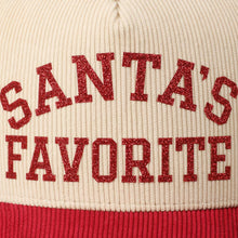 Load image into Gallery viewer, Santa's Favorite Glitter Text 5 Panel Corduroy Cap - Simply Susan’s