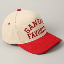 Load image into Gallery viewer, Santa's Favorite Glitter Text 5 Panel Corduroy Cap - Simply Susan’s
