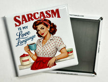 Load image into Gallery viewer, Retro Housewife Magnet - Sarcasm Is My Love Language - Simply Susan’s