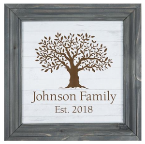 Personalized White Faux Wood Framed Sign