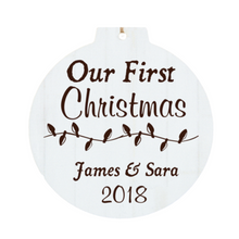 Load image into Gallery viewer, Personalized White Faux Wood Ornament