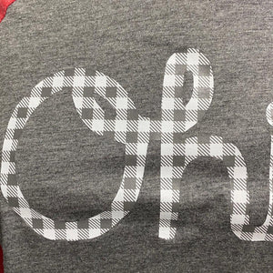 Plaid Ohio Script Baseball T-Shirt