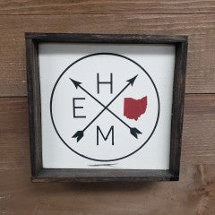 6X6 Home Circle w/ Red Ohio Handmade Framed Sign - Simply Susan’s