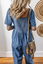 Load image into Gallery viewer, Riley Denim V-Neck Short Sleeve Jumpsuit
