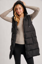Load image into Gallery viewer, KEHLANI HOODED ZIPPER DOWN LONGLINE PUFFER VEST
