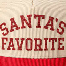 Load image into Gallery viewer, Santa's Favorite Glitter Text 5 Panel Corduroy Cap - Simply Susan’s

