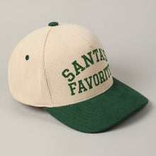 Load image into Gallery viewer, Santa's Favorite Glitter Text 5 Panel Corduroy Cap - Simply Susan’s
