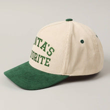 Load image into Gallery viewer, Santa's Favorite Glitter Text 5 Panel Corduroy Cap - Simply Susan’s
