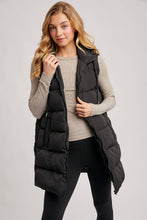 Load image into Gallery viewer, KEHLANI HOODED ZIPPER DOWN LONGLINE PUFFER VEST

