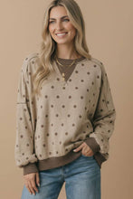 Load image into Gallery viewer, Crew Neck Polka Dot Reverse Stitch Pullover
