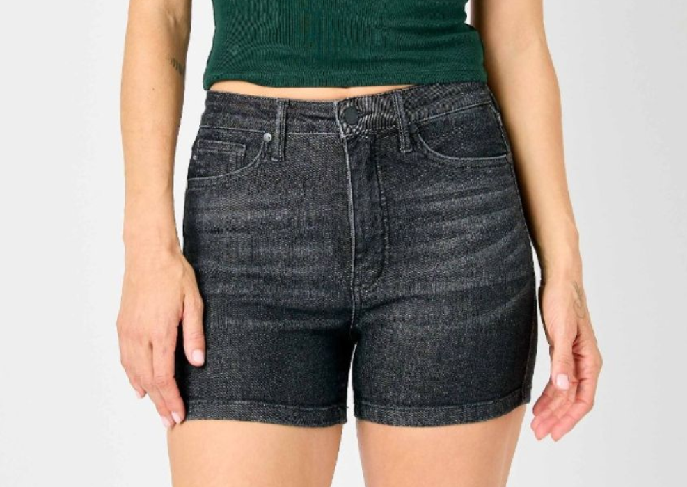 Judy Blue Cuff TC Washed Black Shorts
