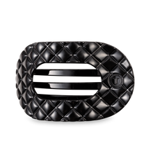 Load image into Gallery viewer, Flat Round Hair Clip | Large | Jet Black Quilted - Simply Susan’s
