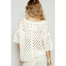Load image into Gallery viewer, Valentina Round neck short sleeve open knitted woven top
