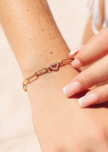 Load image into Gallery viewer, 18K Gold PVD Stainless Steel "Heart" Paperclip Bracelet
