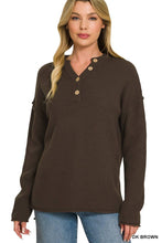 Load image into Gallery viewer, 4 Buttons Henley Neckline Basic Sweater
