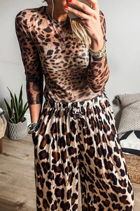 Zoey Leopard Mesh Long Sleeve Top