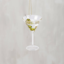 Load image into Gallery viewer, Glass Olive Martini Ornament
