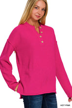 Load image into Gallery viewer, 4 Buttons Henley Neckline Basic Sweater
