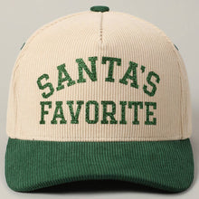 Load image into Gallery viewer, Santa's Favorite Glitter Text 5 Panel Corduroy Cap - Simply Susan’s
