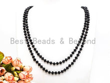 Load image into Gallery viewer, 60&quot;/36&quot; Long Hand Knotted Black Crystal Necklace

