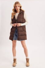 Load image into Gallery viewer, KEHLANI HOODED ZIPPER DOWN LONGLINE PUFFER VEST
