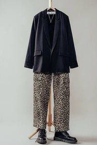 Leopard Print Cropped Cargo Pants