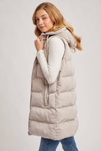 Load image into Gallery viewer, KEHLANI HOODED ZIPPER DOWN LONGLINE PUFFER VEST
