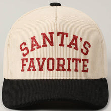 Load image into Gallery viewer, Santa's Favorite Glitter Text 5 Panel Corduroy Cap - Simply Susan’s
