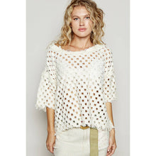 Load image into Gallery viewer, Valentina Round neck short sleeve open knitted woven top
