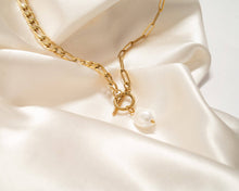 Load image into Gallery viewer, 18K Gold PVD Toggle Clasp Freshwater Pearl Charm Necklace
