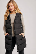 Load image into Gallery viewer, KEHLANI HOODED ZIPPER DOWN LONGLINE PUFFER VEST

