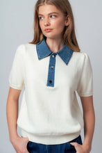 Load image into Gallery viewer, Sara Denim Collar Knit Sweater Top - Simply Susan’s
