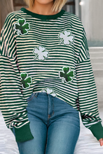 Load image into Gallery viewer, St Patrick Clover Patch Sequin Graphic Blouse
