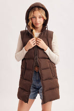 Load image into Gallery viewer, KEHLANI HOODED ZIPPER DOWN LONGLINE PUFFER VEST
