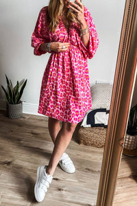 Hazel Leopard 3/4 Puff Sleeve Dress