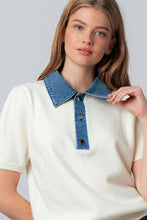 Load image into Gallery viewer, Sara Denim Collar Knit Sweater Top - Simply Susan’s
