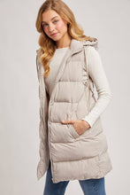 Load image into Gallery viewer, KEHLANI HOODED ZIPPER DOWN LONGLINE PUFFER VEST
