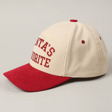 Load image into Gallery viewer, Santa's Favorite Glitter Text 5 Panel Corduroy Cap - Simply Susan’s
