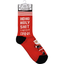 Load image into Gallery viewer, Ho Ho Holy Shit I Need A Drink Socks
