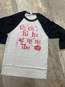 Thick Thighs Valentine Baseball T-Shirt