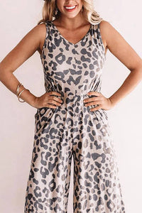 Cora Leopard Sleeveless Jumpsuit